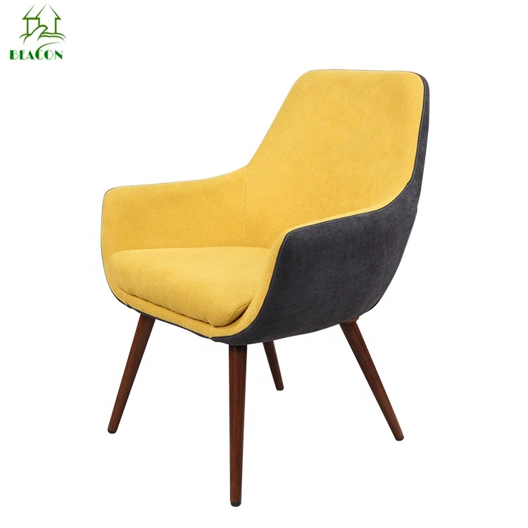 Modern leisure fabric upholstery dining room chairs leather wood dining chair