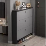 Modern Light Gray wooden shoe rack for home cabinet closet storage 3 Living room furniture Shoe Racks