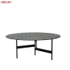 Modern outdoor furniture Garden Table  stone tabletop stainless steel base can be rotated black plated
