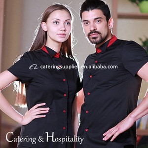 Modern short sleeve summer hotel restaurant waiter work clothes uniforms