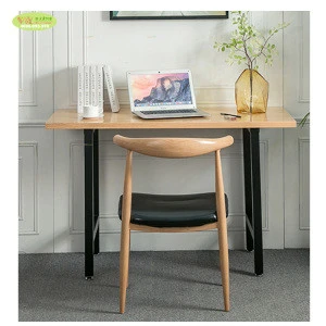Modern style iron wood office desk / home furniture solid wood desk /table set with iron base