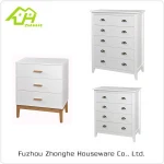 Modern three drawers cheap small white bedside table nightstand