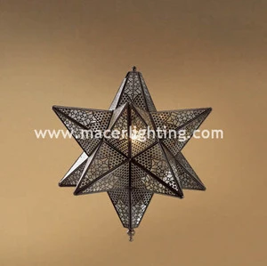 Moroccan exotic antique bronze star pendant lighting