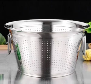 Multi-function stainless steel colander strainer metal bucket with hole for cleaning