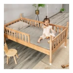 Multifunctional Eco-Friendly Paint Kids Crib Attached Adult Wooden Toddler Children Bed Set