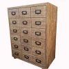 Multiple Drawers Labelled Antique Cabinet Wood Doors With Handle