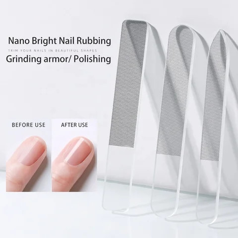 Nano Glass Nail Shiner Nail Files Crystal Nail Shine Buffer Polisher with Case