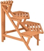 Nature wood flower pot display rack for yard Plant pot holder