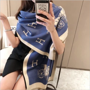 New arrival autumn and winter new h letter carriage double-sided cashmere printing scarf women shawl thickened warm scarf