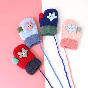 New Arrival Winter Baby Boys Girls Knitted Gloves Warm Rope Full Finger Mittens Gloves for Children Toddler Kids