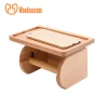 new design 100% handmade wood decorative funny toilet paper holder with phone shelf