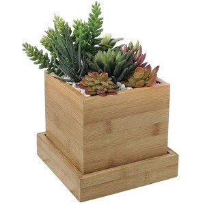 new design natural bamboo pot plant holder with plant tray
