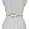 New Designer Metal Shell Buckles belt Elastic Chain Belt Female Wedding Dress Tight Waist Metal woman Belt