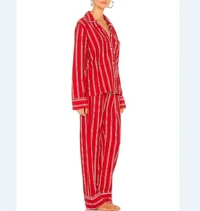 New fashion contrast piping chest pocket sleepwear wholesale two piece set pyjamas women sleepwear