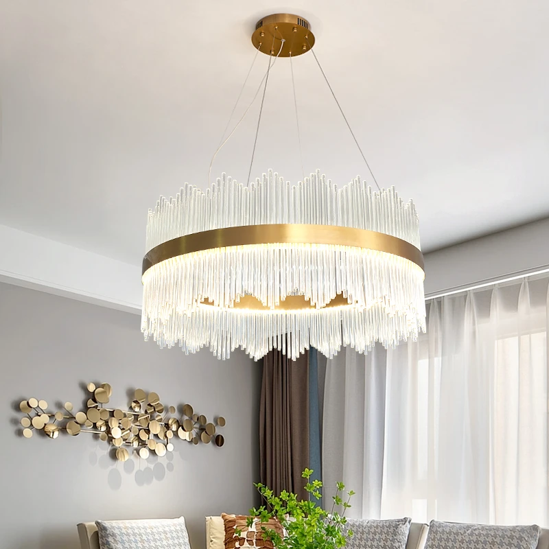 New Style Family Living Room Round K9 Crystal Pendant Lights Indoor Hanging Lamp Lighting