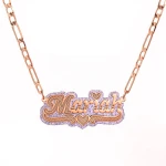 New trendy personalized stainless steel jewelry acrylic background cartoon custom name necklace
