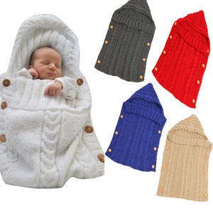 Newborn Cotton cable Baby wrap swaddle Knitted toddler baby sleeping bag