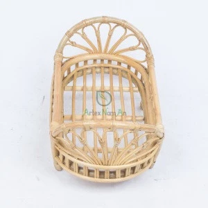 Newest design small rattan baby doll crib bed for doll houses furniture from Vietnam