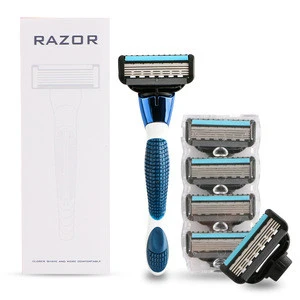 No Disposable Feature Manual Razor, 5 Blades + 1 trimmer blade System Razor with Replaceable Head/razor system