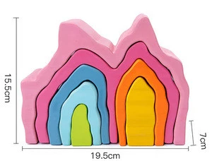NO.KD304  Wooden Rainbow Building Blocks Coral Stacking Educational Toys For Kids