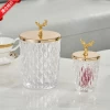 Nordic creative living room metal deer head crystal glass decorative storage sugar jar soft home decoration