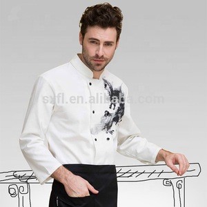oem high quality uniform with custom logo print chinese chef uniform designs