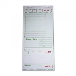 OEM/ODM Custom Restaurant  Guest Check Book Printing and Design Service By NCR Carbonless Paper