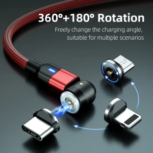 On stock 540 degree rotating cable usb charge  magnetic phone fast charge rotation usb data cable phone accessories micro cable