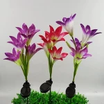 Outdoor Lawn Patio Yard decoration waterproof colorful artificial flower LED solar garden light