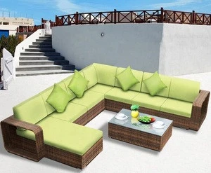 Outdoor patio garden wicker L shaped sofa set club chair furnitures house