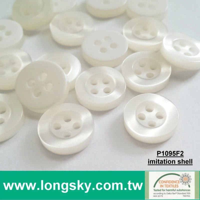 (#P1095F2) 4 holes custom plastic polyester resin shell looked button for shirts