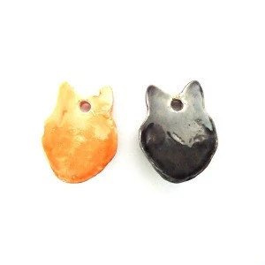 Peru high quality Animal heads clay ceramic pendants, Wolf head shaped ceramic jewelry pendant