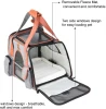 Pet Carrier with Fleece Sleeping Mat Carrying Handbag Car Seat Safe Carrier in Luggage Cart for Dogs Breathable 4-Windows Design