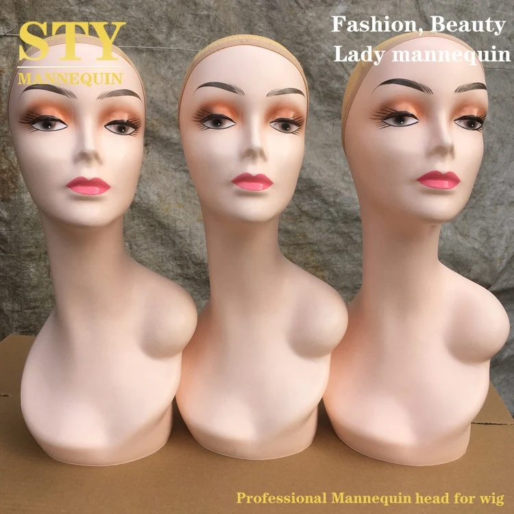 pink mannequin wig head fashion realistic mannequin head display cheap female mannequin head