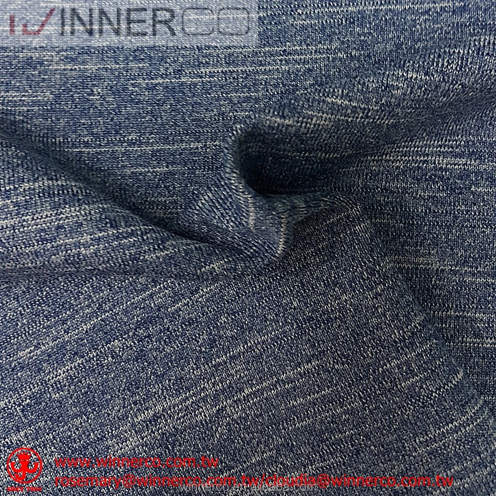Polyester spandex grey melange single jersey knit blend fabric