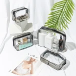 Popular Custom Clear Cosmetics makeup bag case Transparent Black travel bags