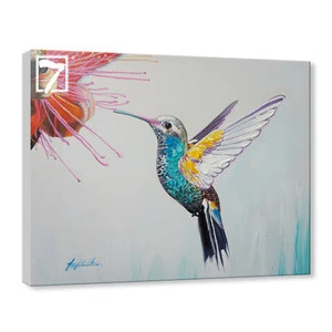 Popular Hummingbird painting canvas 3D wall art Animal Custom canvas print for Wall Decor