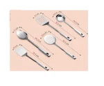 Premium Stainless Steel Kitchen Tool Set for Cooking, Set of 5, Silver Kitchenware Serving Spoon Ladle Skimmer Turner  Spatula