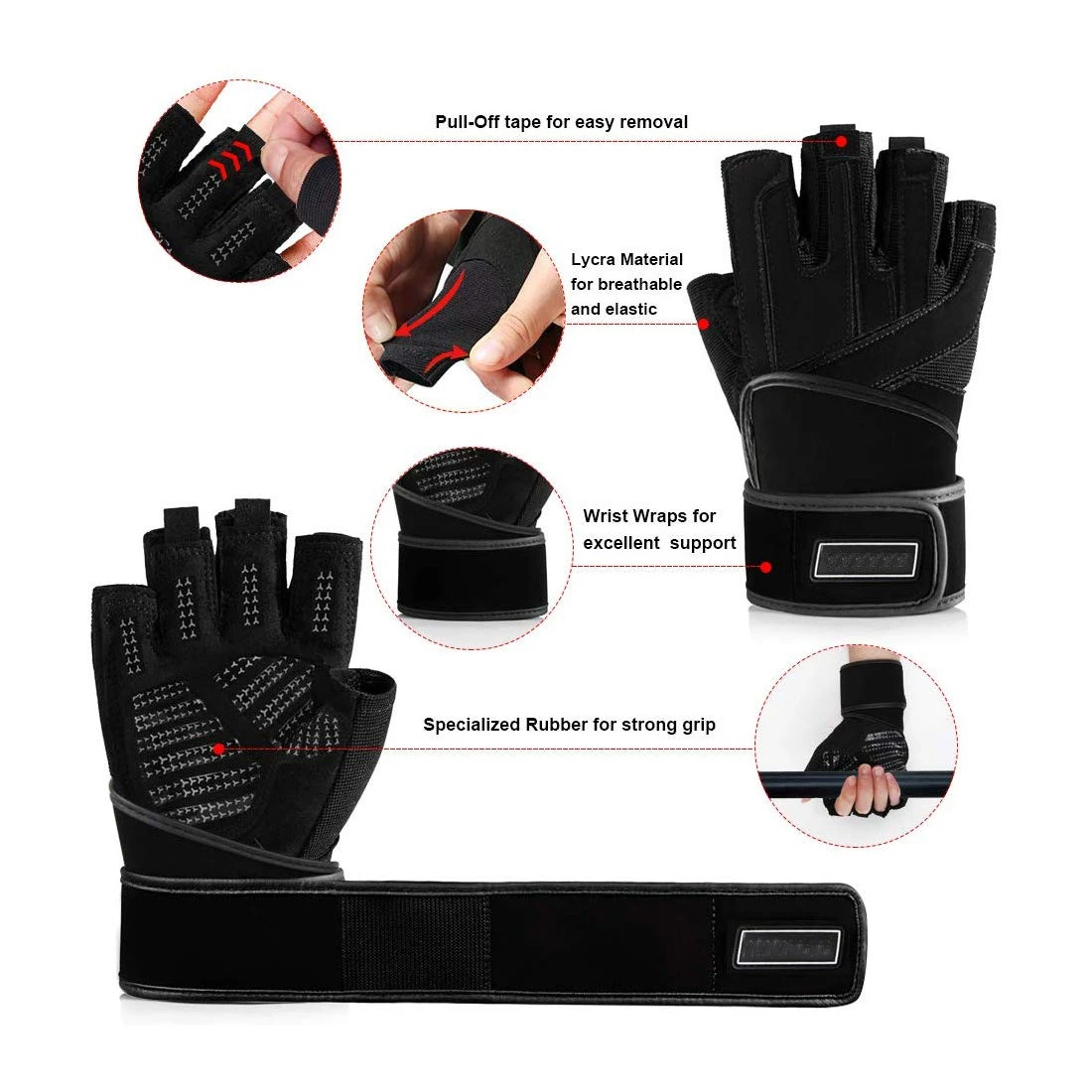 Professional sport gym gloves fitness weight lifting support for training for men gym glove