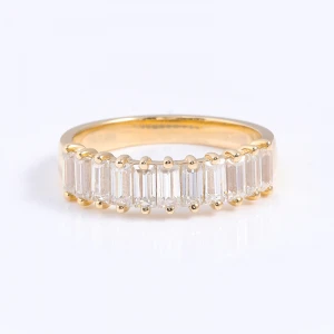 Provence Ring 14K Yellow Gold Baguette Cut Moissanite Diamond Wedding Band Half Eternity Ring