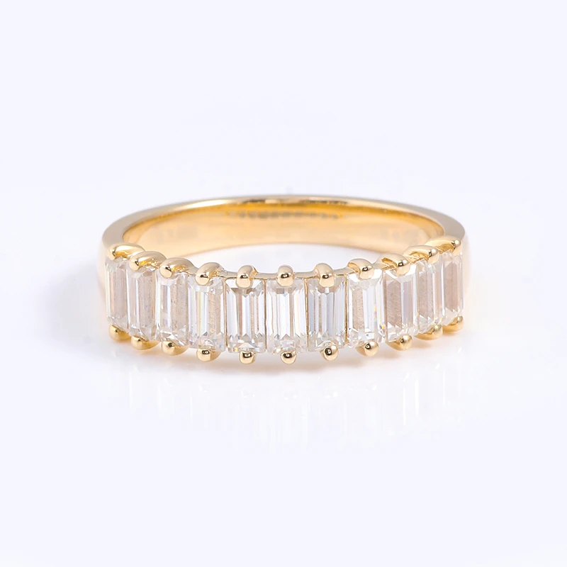 Provence Ring 14K Yellow Gold Baguette Cut Moissanite Diamond Wedding Band Half Eternity Ring