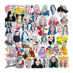 Q1260 50 PCS Billie Eilish Vinyl Cartoon Sticker Decals for Skateboard Luggage Laptop Party Stickers