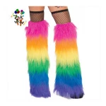 Rainbow Plush Disco Party 80s Long Girls Costume Leg Warmers HPC-2487
