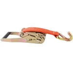 Ratchet tie down strap and lashing belt with custom designed logo and colors