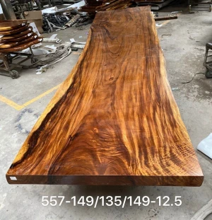 Ready to ship large size irregular shaped 12 seater solid Walnut Parota wood dining table live edge wood slab tables