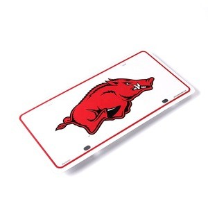 Red animal Arkansas razorbacks image custom logo USA size aluminum license plate