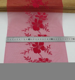 Red fabric lace 10" wide apparel embroidery lace fabric
