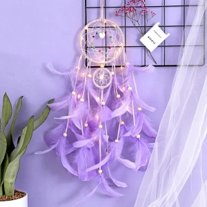Reliable Purchase Agent Gift Hanging Accessories LED Craft Girl&#x27;s Gift Fashion Handmade Purple Dream Catcher