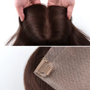 Remy Human Hair Toppers Silk Base Women Toupee Virgin Human Hair With 4 Clips in 5"X5" Breathable Silk Top