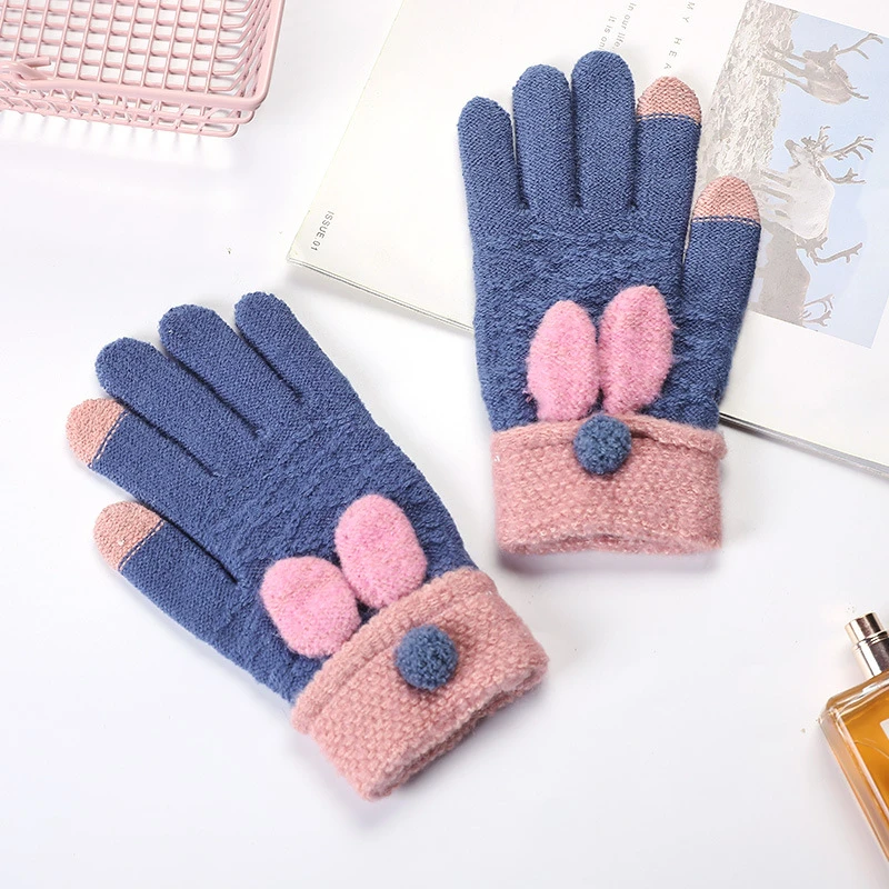 Riding Knitted Warmer Daily Acrylic Mittens Glove Winter Fashion Touched Screen Seams Soft Knitted Gloves